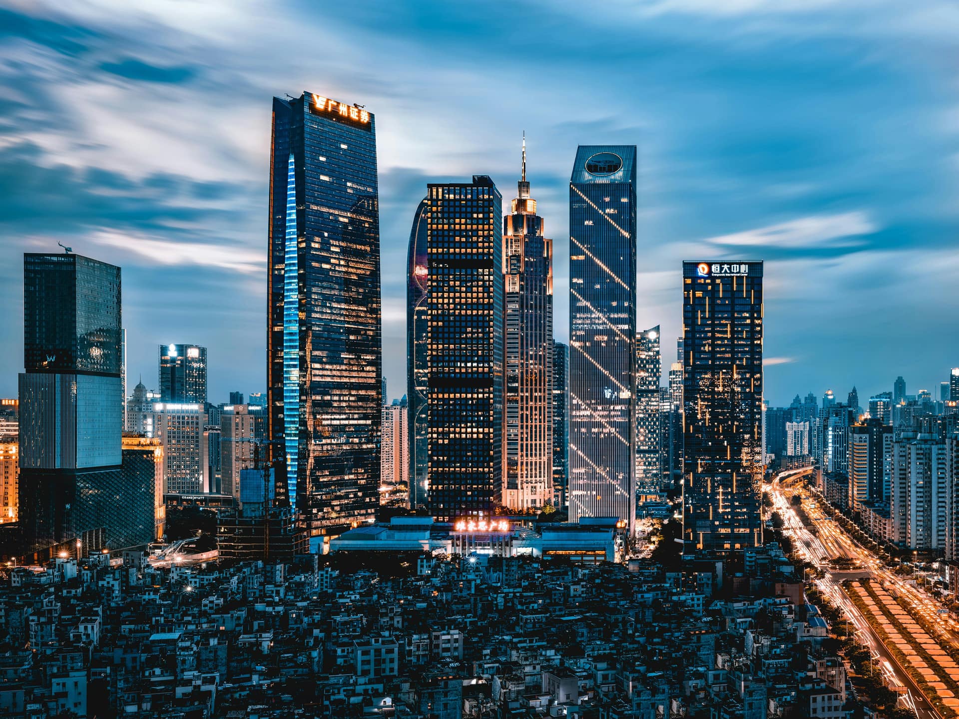 Skyline noturno de Guangzhou